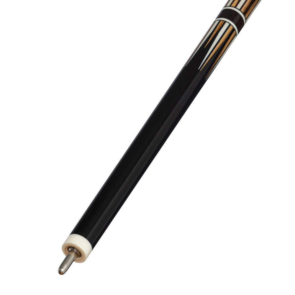 Lucasi LUX72 Pool Cue, White & Zebrawood Inlay, Black Palm handle