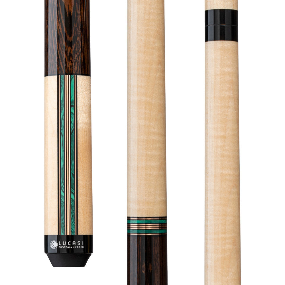 Lucasi LUX73 Pool Cue, Half Violet Paint/Half Coffee Wash Birdsye Mple Handle