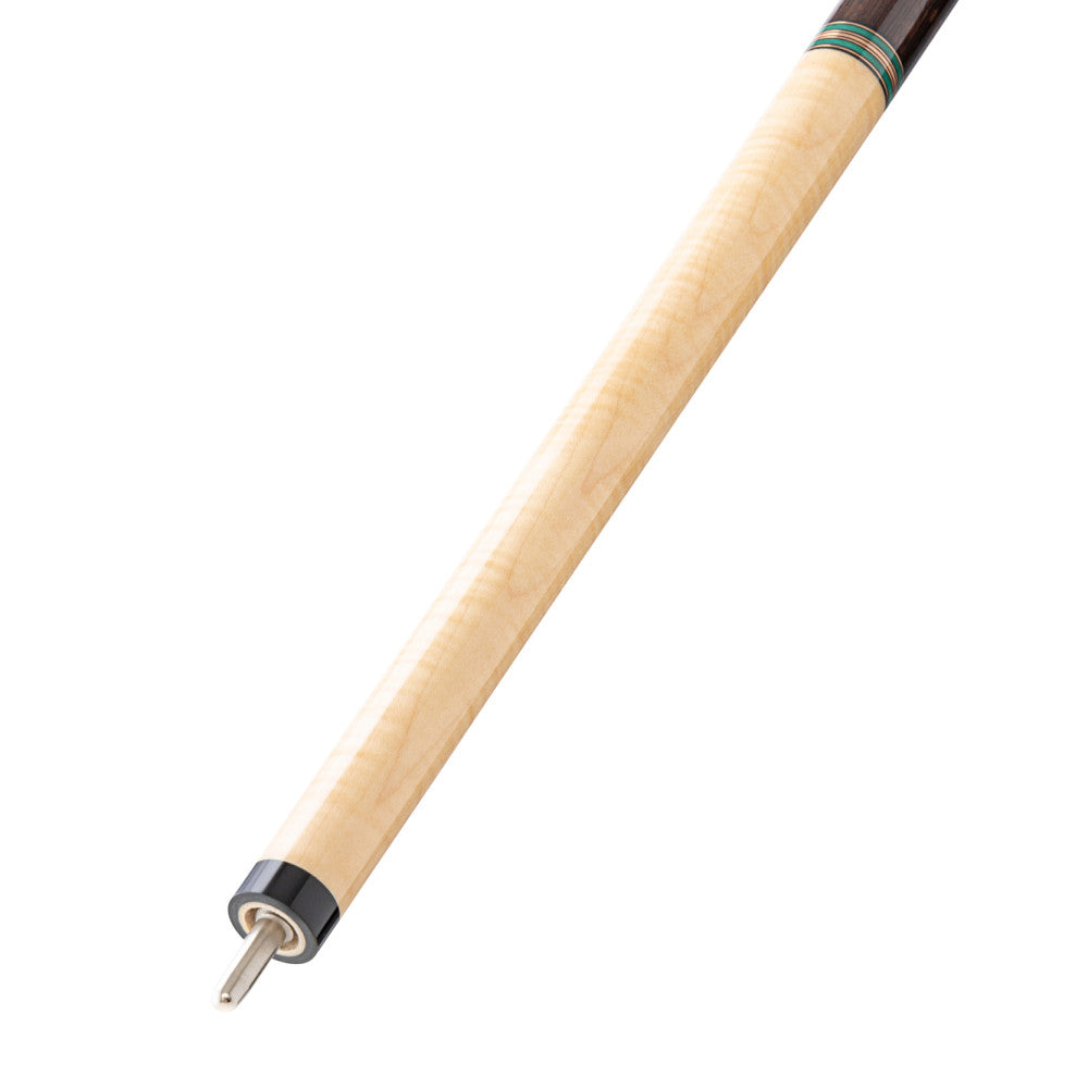 Lucasi LUX73 Pool Cue, Rose Gold & Malachite ring & Inlays, Black Palm handle
