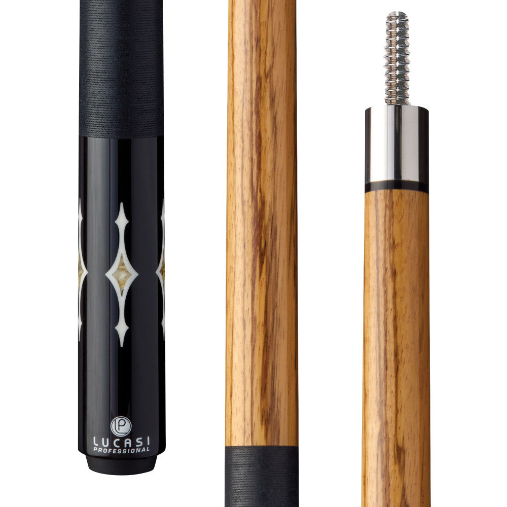 Lucasi Pro, 3/8x10: Zbrwd w/Imt. Bone & Lucite Grey/Gold Poly Inlays, Blk Linen Wrp, Butt Only