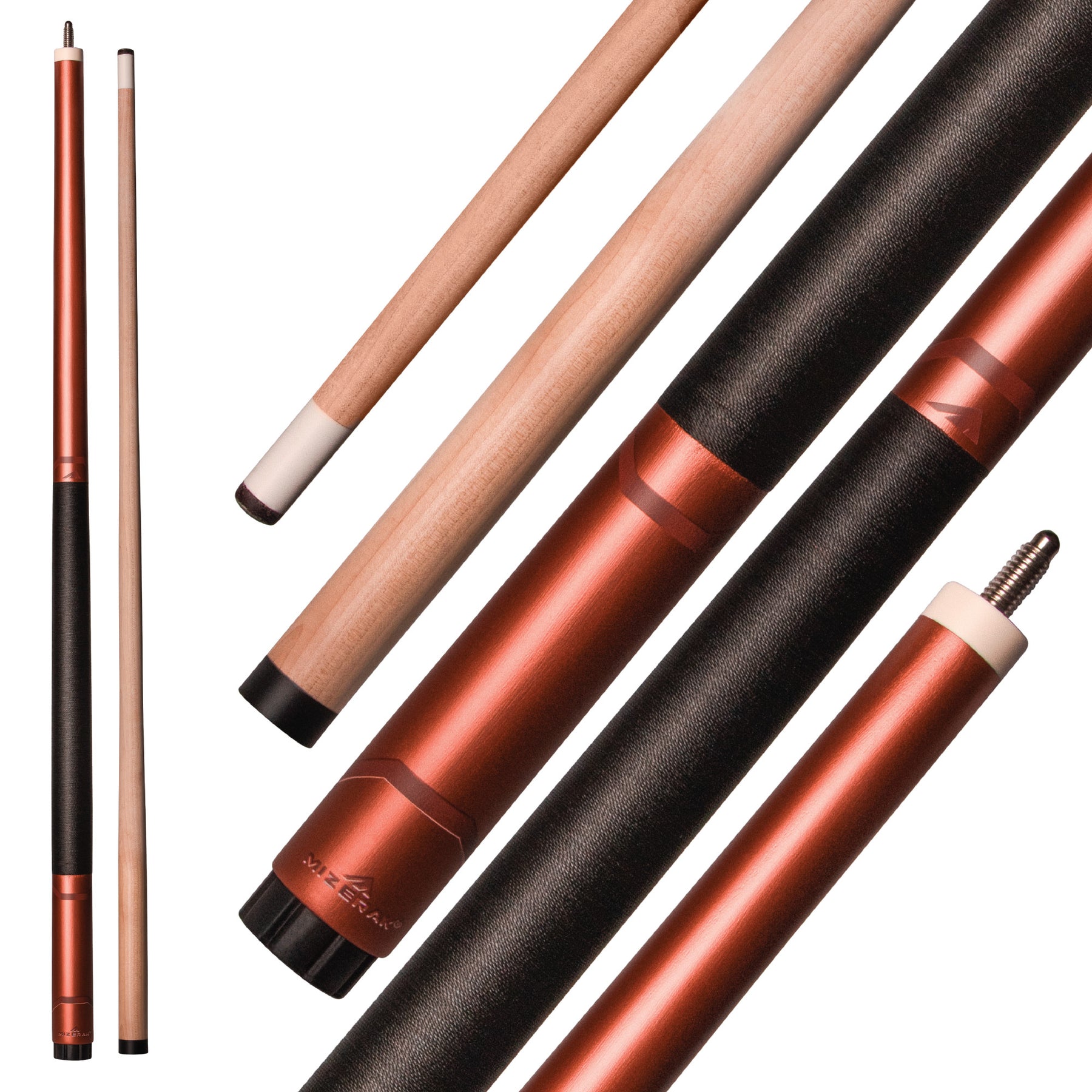 57” Two-Piece Hardwood Cue, Red
