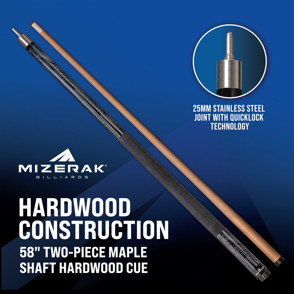 58” Two-Piece Deluxe Maple Cue, Gray