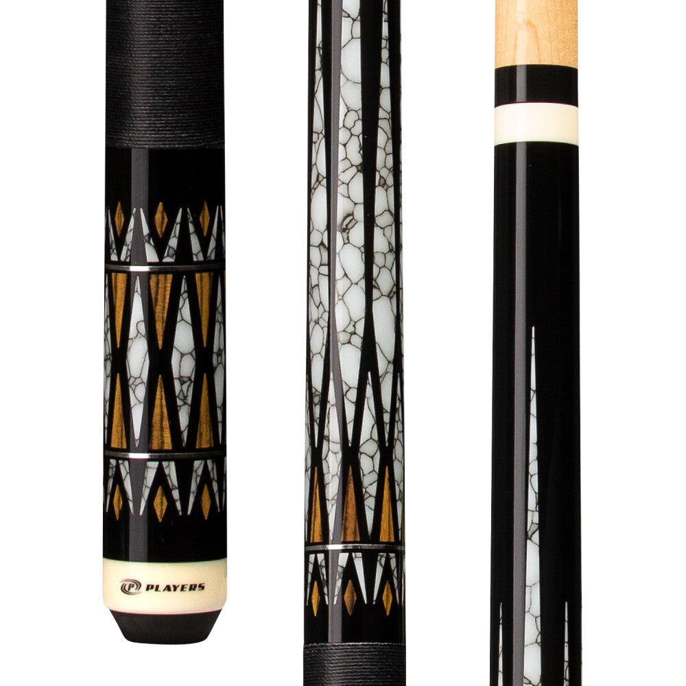 Players Black with White Recon Cue with Black Linen Wrap