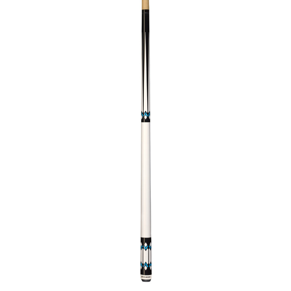 Players White with Blue Recon Cue with Black Linen Wrap