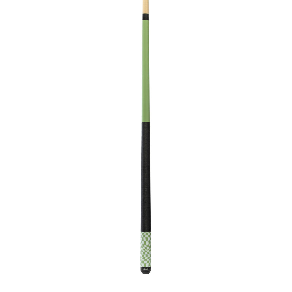 Rage Lime Green Checker Flag Cue with Black Linen Wrap