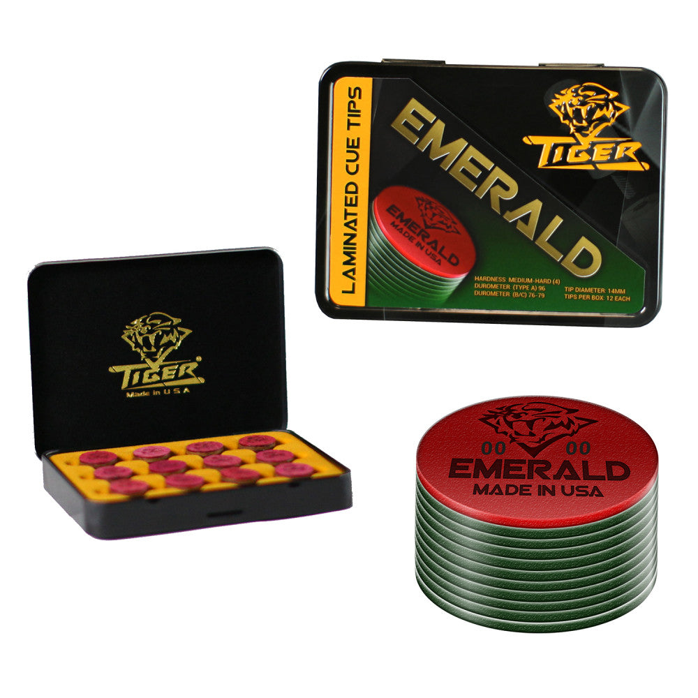 Tiger Emerald Leather Tip Medium-Hard 14mm, Single