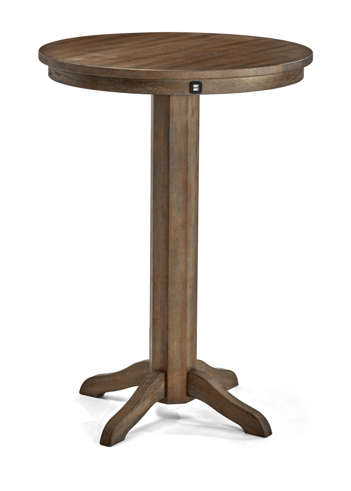 Traditional Pub Table - Rustic Dark Brown with USB Port - 30"L x 30"W x 42"H