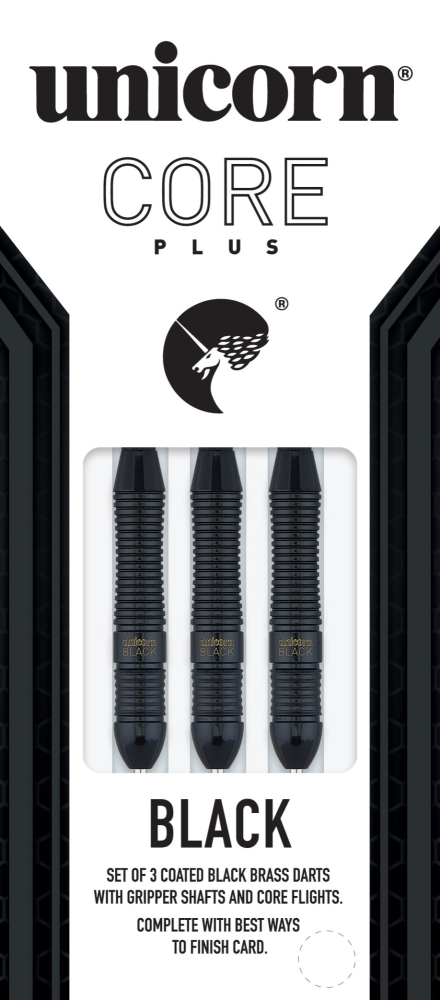 Unicorn Core Plus Black Brass Style 2 Steel Tip Dart Set, 22g