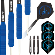 Unicorn Core Plus Blue Rubberised Steel Tip Dart Set, 23g