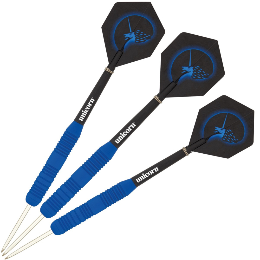 Unicorn Core Plus Blue Rubberised Steel Tip Dart Set, 23g