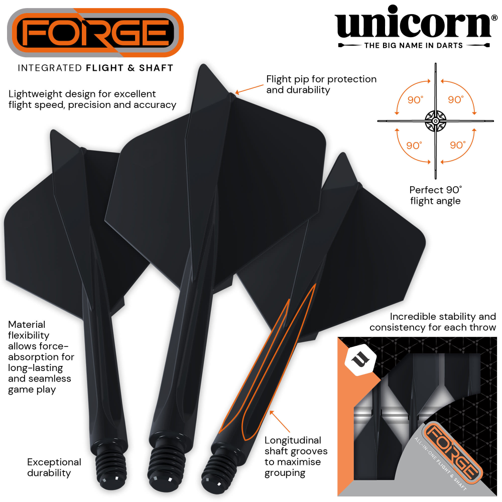 Unicorn Forge Integrated Flight and Shaft, Medium Black