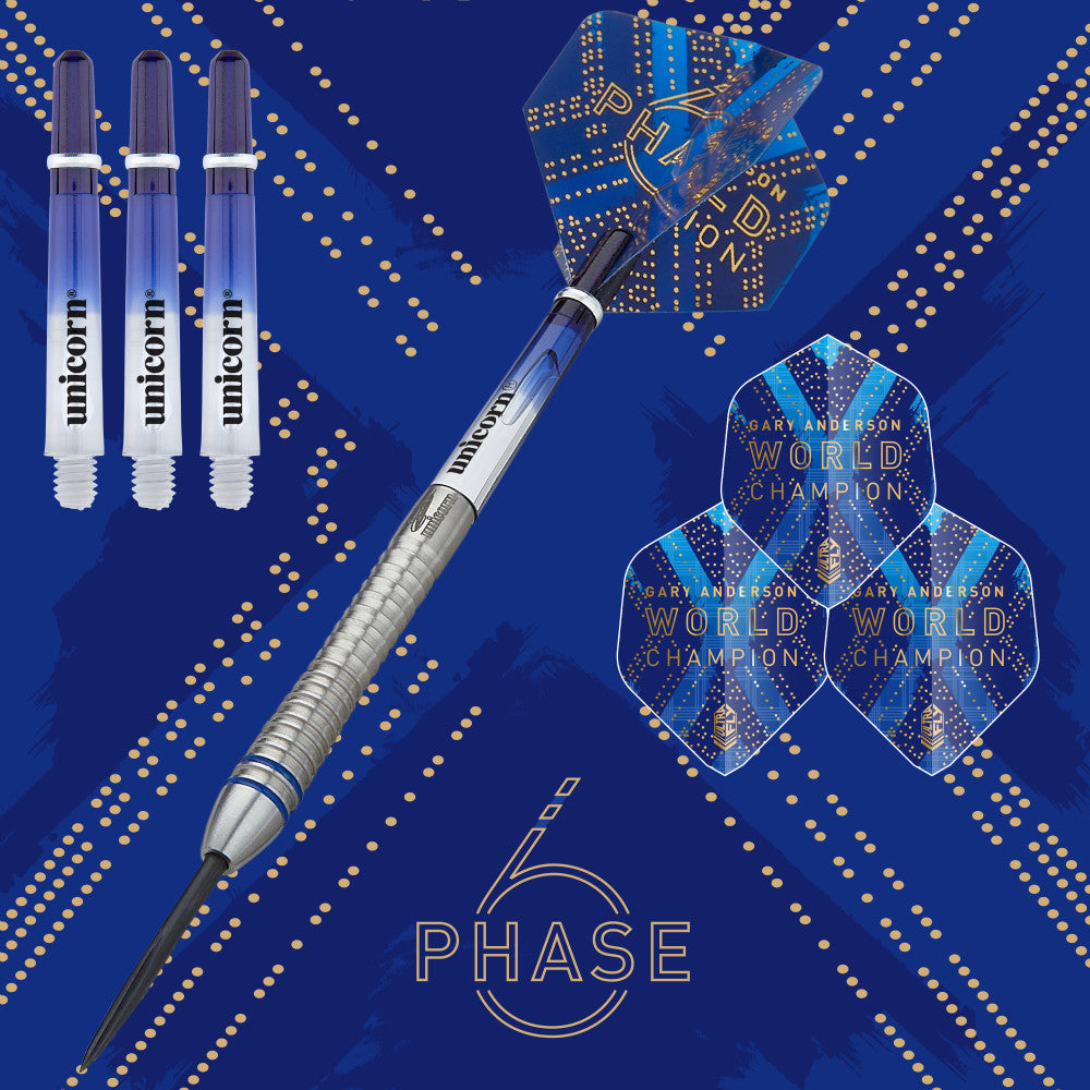 Gary Anderson Phase 6 Steel Tip Darts, 23g