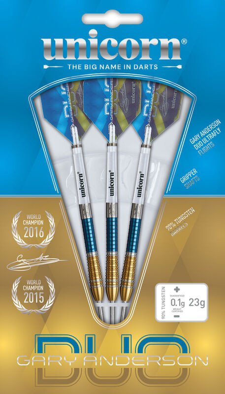 Unicorn Gary Anderson Phase 6 Duo Steel Tip Darts Set 90% Tungsten, 23h
