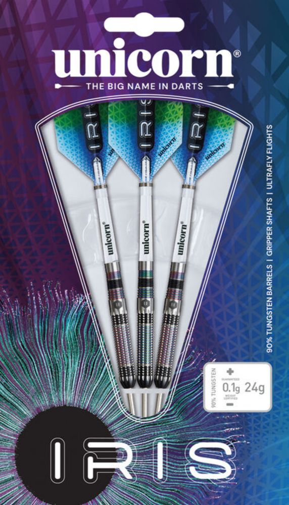 Unicorn Iris Steel Tip Dart Set - 90% Tungsten, 24g