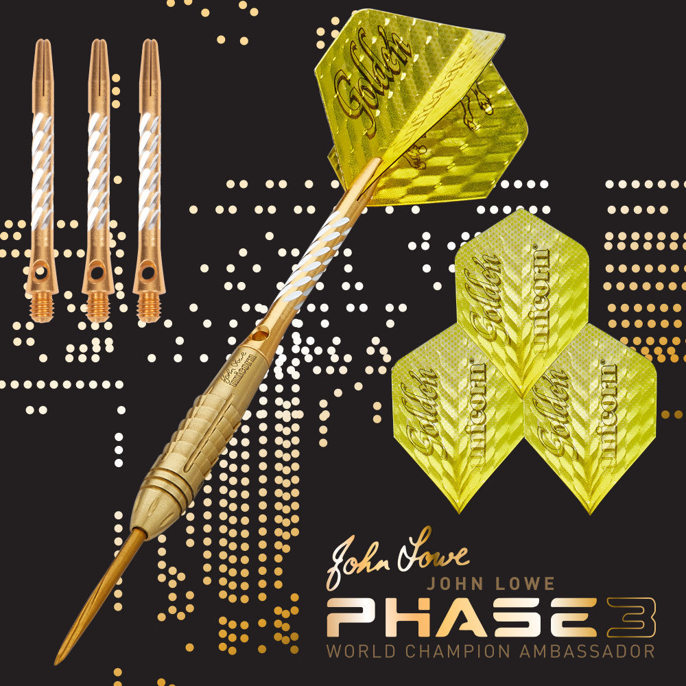John Lowe World Champion Ambassador Phase 3 Steel Tip Dart Set. 23g