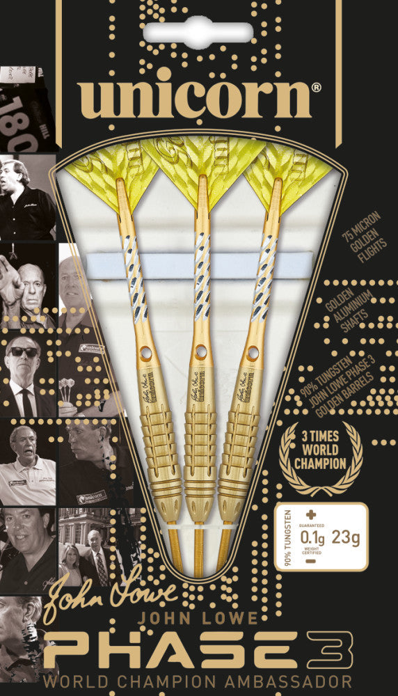 John Lowe World Champion Ambassador Phase 3 Steel Tip Dart Set. 23g
