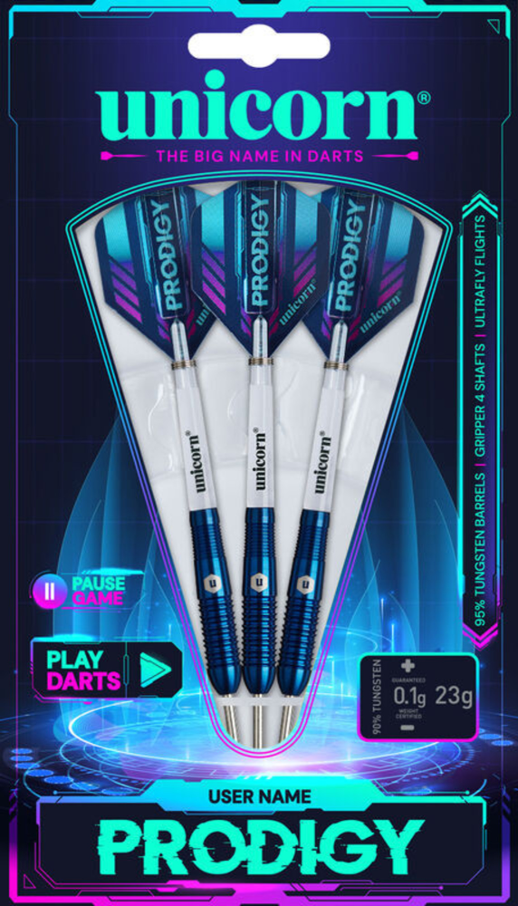 Unicorn Prodigy 02 Steel Tip Dart Set - 95% Tungsten, 27g