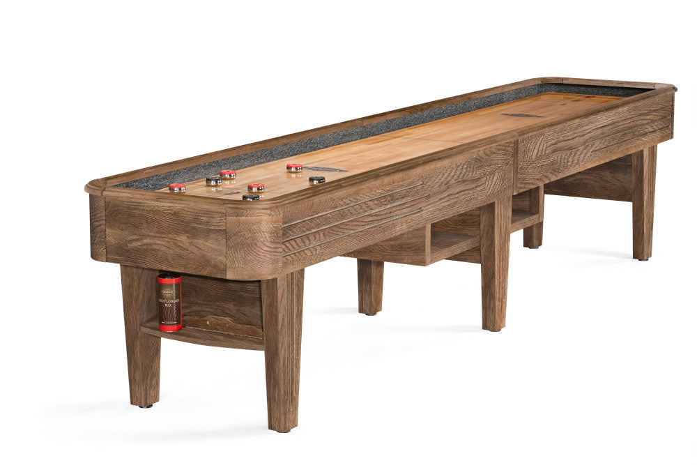 Andover 12' Rustic Dark Brown, Shuffleboard Table - 147.3"L x 29.9"W x 32.3"H