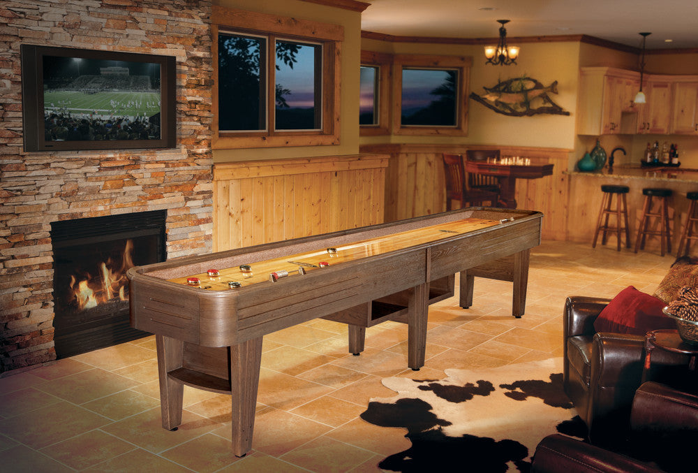 Andover 14' Rustic Dark Brown, Shuffleboard Table - 171.5"L x 29.9"W x 32.3"H