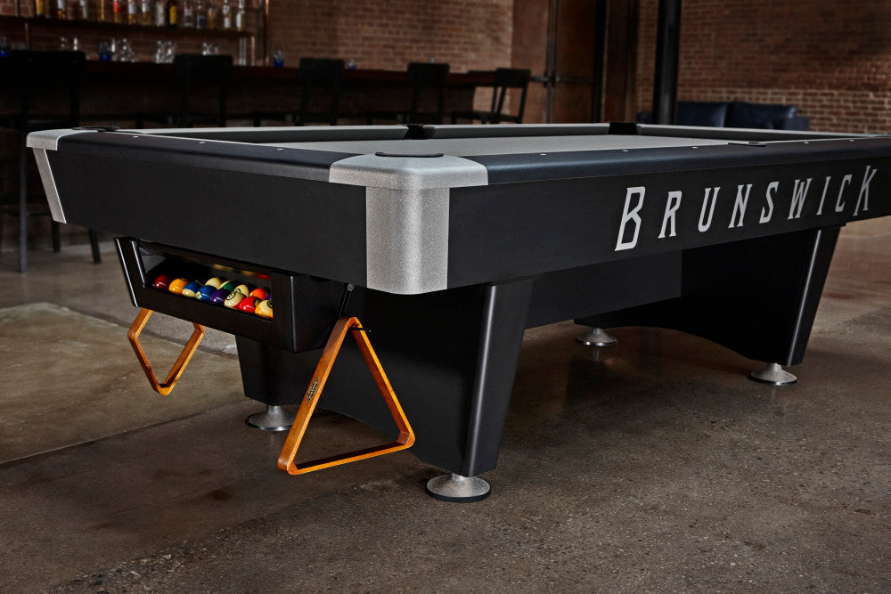 Black Wolf Pro 7' Matte Black with Gully, Pool Table - 89.25"L x 51.25"W x 32"H