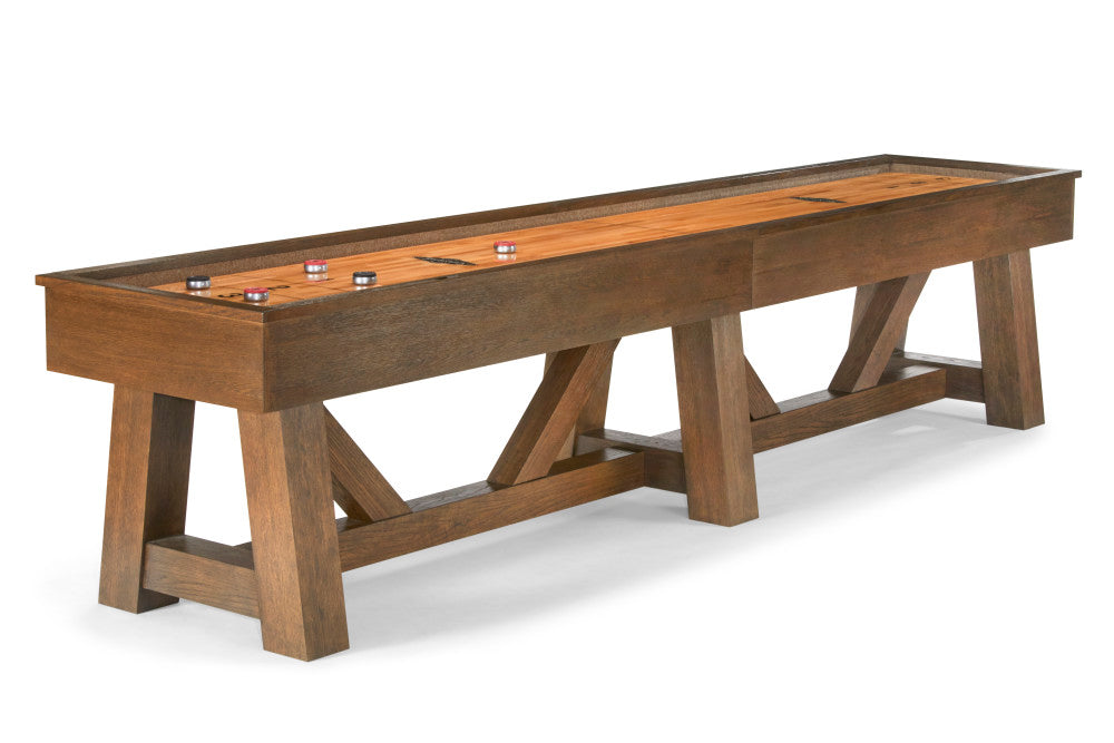 Botanic 12' Rustic Dark Brown, Shuffleboard Table - 147.25"L x 29.6"W x 32.3"H