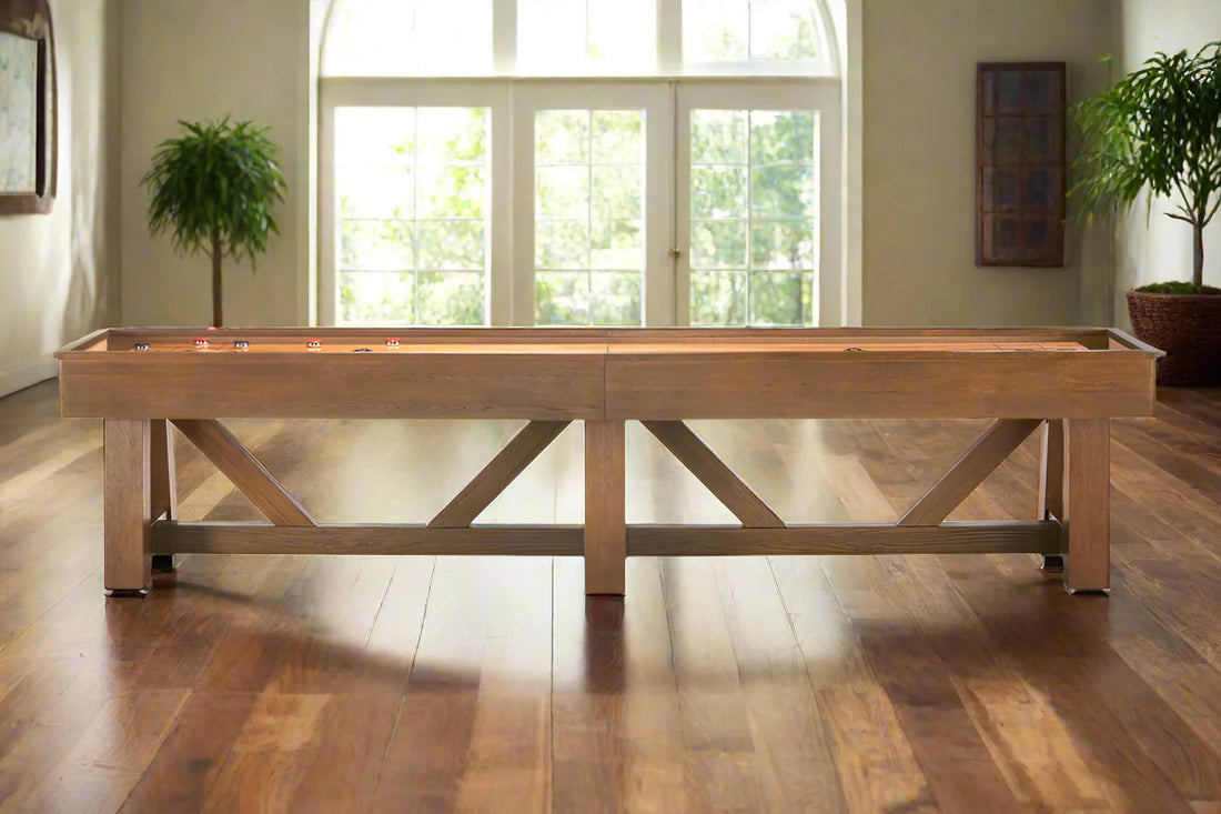 Botanic 12' Rustic Dark Brown, Shuffleboard Table - 147.25"L x 29.6"W x 32.3"H