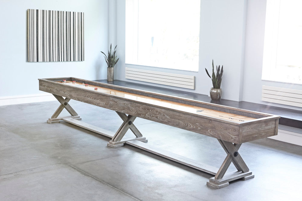 Brixton 14' Driftwood 2 PC Playfield, Shuffleboard Table - 171.5"L x 29.9"W x 32.3"H