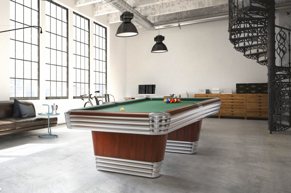 Centennial 8' Rosewood Chrome Gully Return , Pool Table - 101"L x 57"W x 32"H