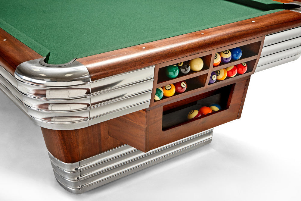 Centennial 9' Rosewood Chrome Gully Return, Pool Table - 113"L x 63"W x 32"H