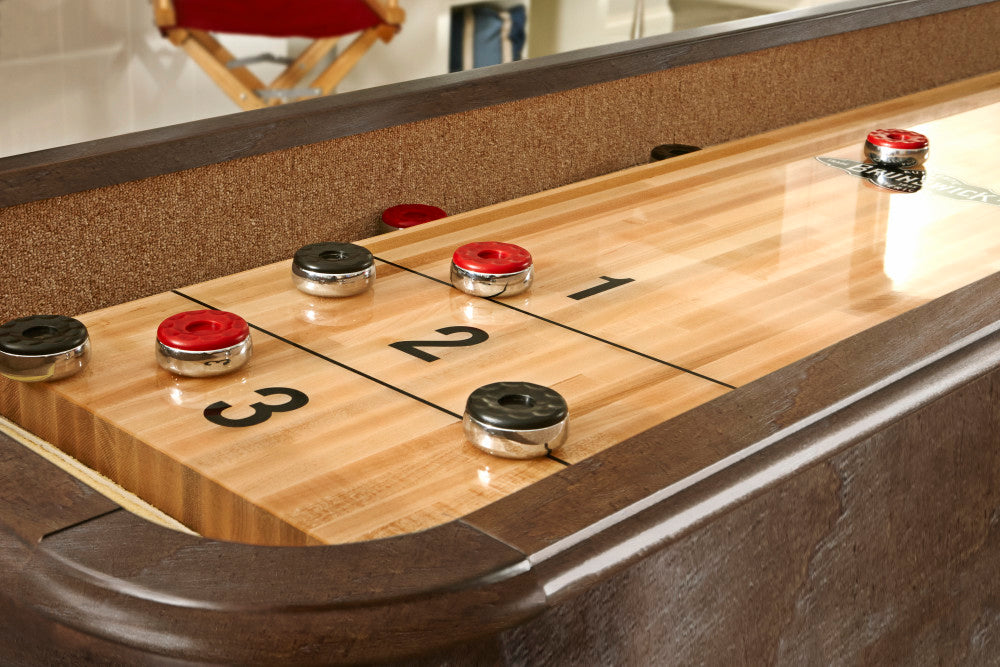 Concord 12' Nutmeg 2 PC Playfield, Shuffleboard Table - 147.3"L x 25.9"W x 32.3"H
