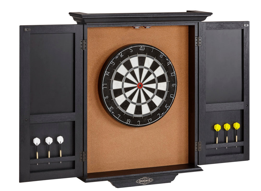 Dart Board Cabinet - Black Wire Brush - 37"L x 28.4"W x 6.3"D