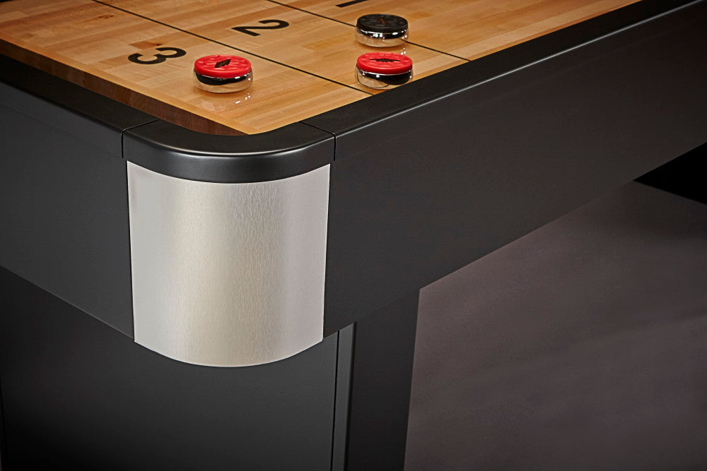 Delray 12' Matte Black 2 PC Playfield, Shuffleboard Table - 146.1"L x 28.7"W x 32.3"H