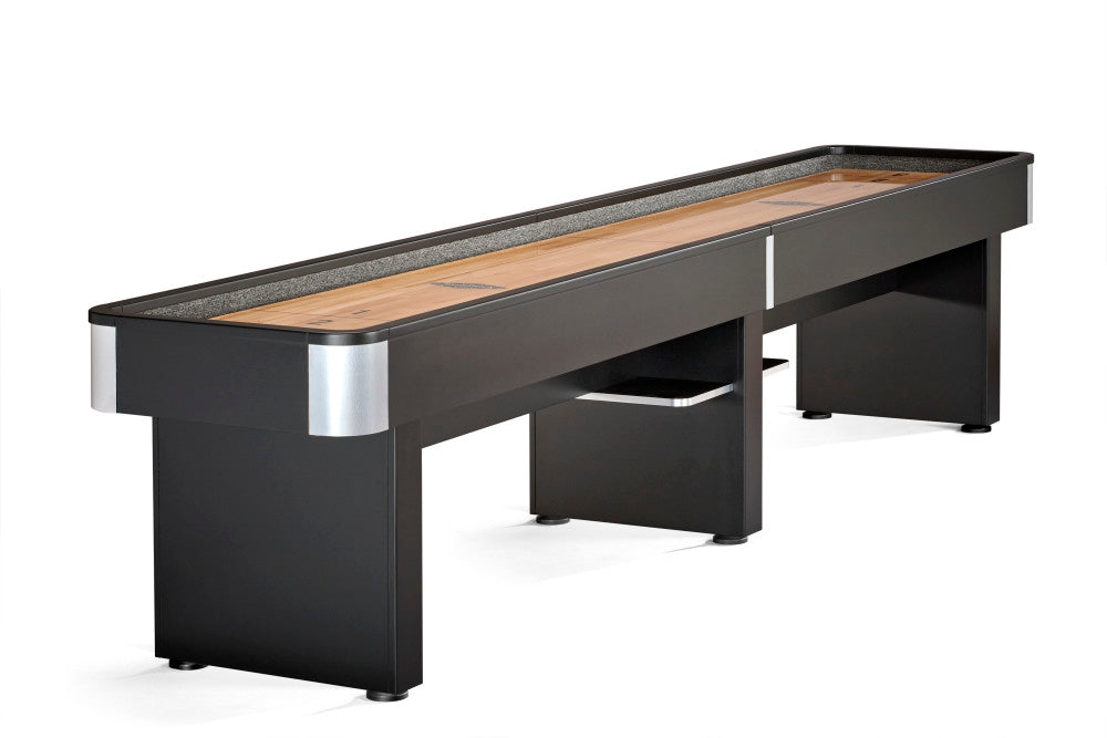 Delray 9' Matte Black, Shuffleboard Table - 110.3"L x 24.6"W x 32.3"L