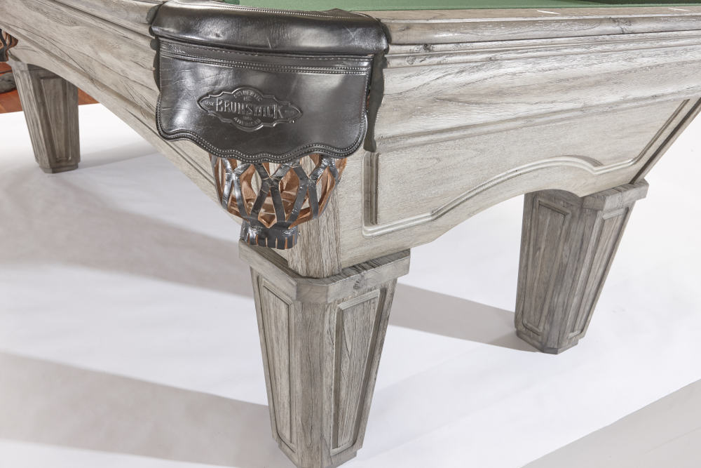 Glenwood 8' Rustic Grey with Tapered Leg - Shield, Pool Table - 98.5"L x 54.5"W x 32"H