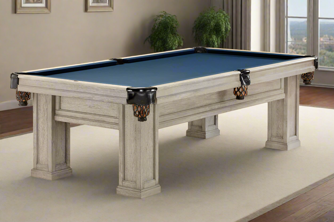 Oakland II 8' Rustic Grey Shield Pocket, Pool Table - 98.5"L x 54.5"W x 32"H