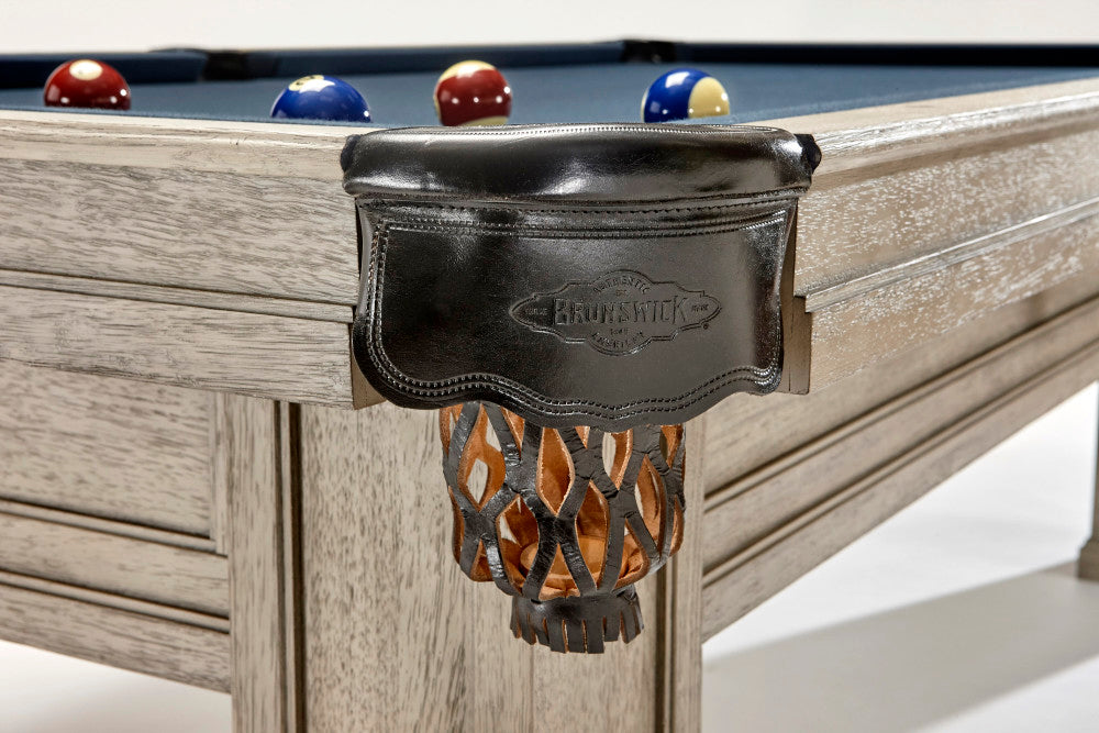 Oakland II 8' Rustic Grey Shield Pocket, Pool Table - 98.5"L x 54.5"W x 32"H