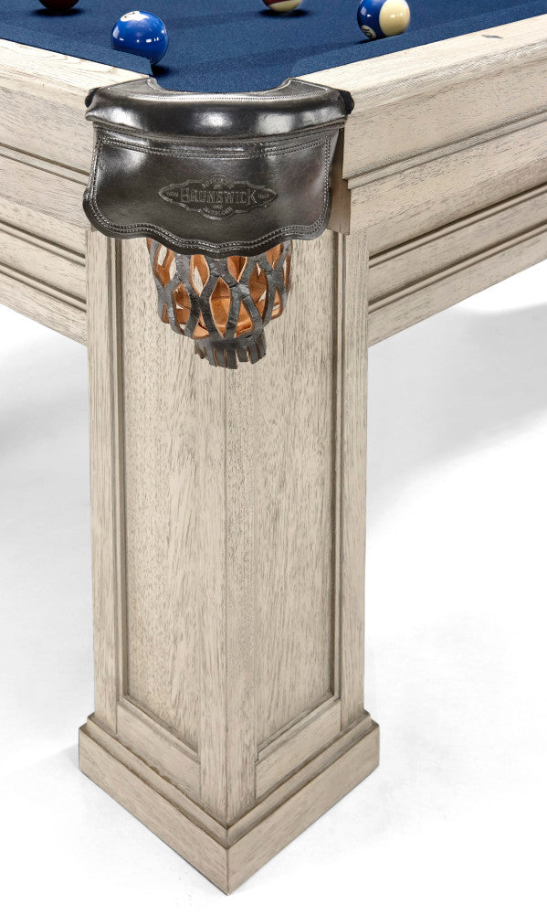 Oakland II 8' Rustic Grey Shield Pocket, Pool Table - 98.5"L x 54.5"W x 32"H