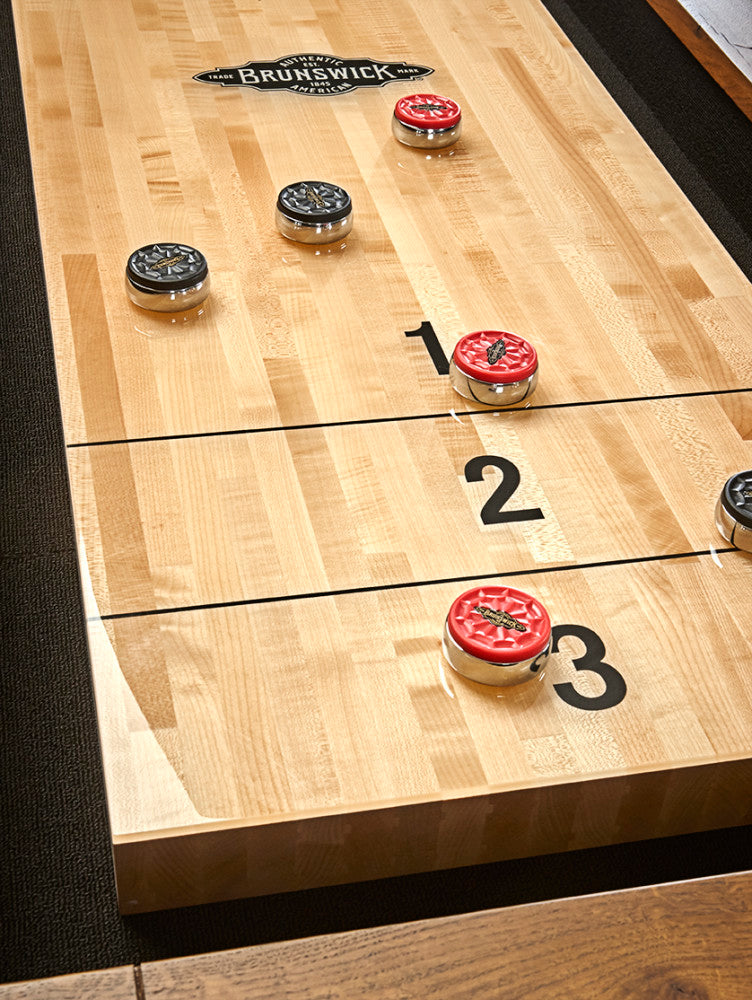 Parsons 12' Natural Dry Oak 2PC, Shuffleboard Table - 146.5”L x 31.9”W x 32.2”H