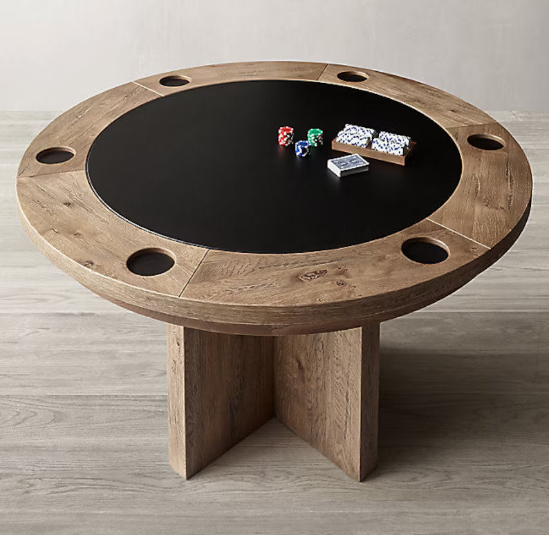 Parsons Poker Table Natural Dry Oak with Black Play Surface - 54"L x 54"W x 31"H