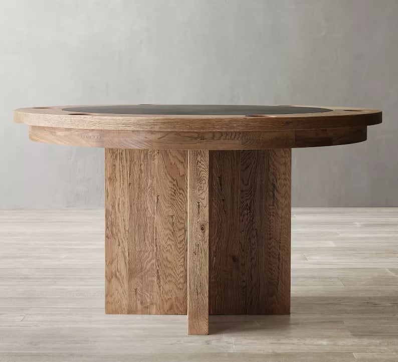 Parsons Poker Table Natural Dry Oak with Black Play Surface - 54"L x 54"W x 31"H