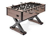 Corner Kick Foosball Table - Weathered Oak - 57.6"L x 55.4"W x 36"H