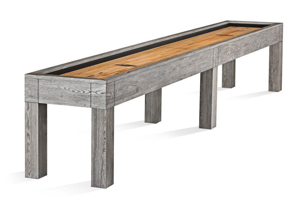Sanibel 12' Rustic Grey 2 PC Playfield, Shuffleboard Table - 145.9"L x 28.4"W x 32.1"H