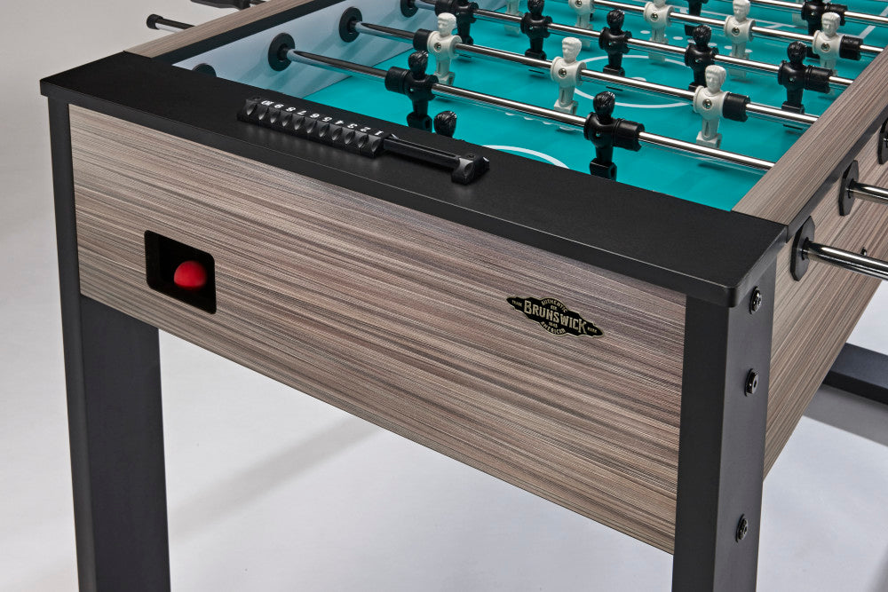 Corner Kick Foosball Table - Weathered Oak - 55.1"L x 24.9"W x 36"H