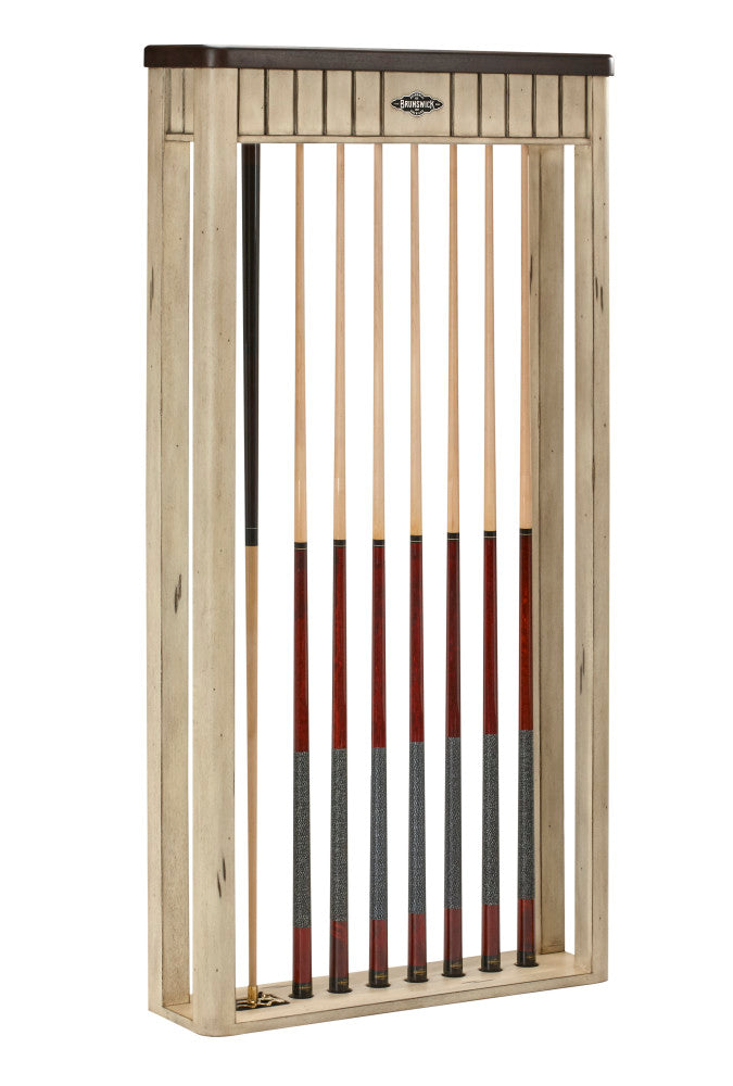 The Henderson Cue Rack - 2 Tone Aged Linen / Walnut 61.4"L x 31.25"W x 7.1"D
