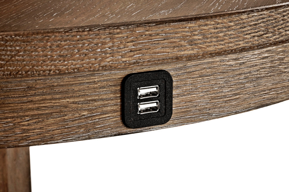 Traditional Pub Table - Rustic Dark Brown with USB Port - 30"L x 30"W x 42"H