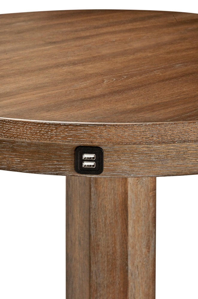 Traditional Pub Table - Rustic Dark Brown with USB Port - 30"L x 30"W x 42"H
