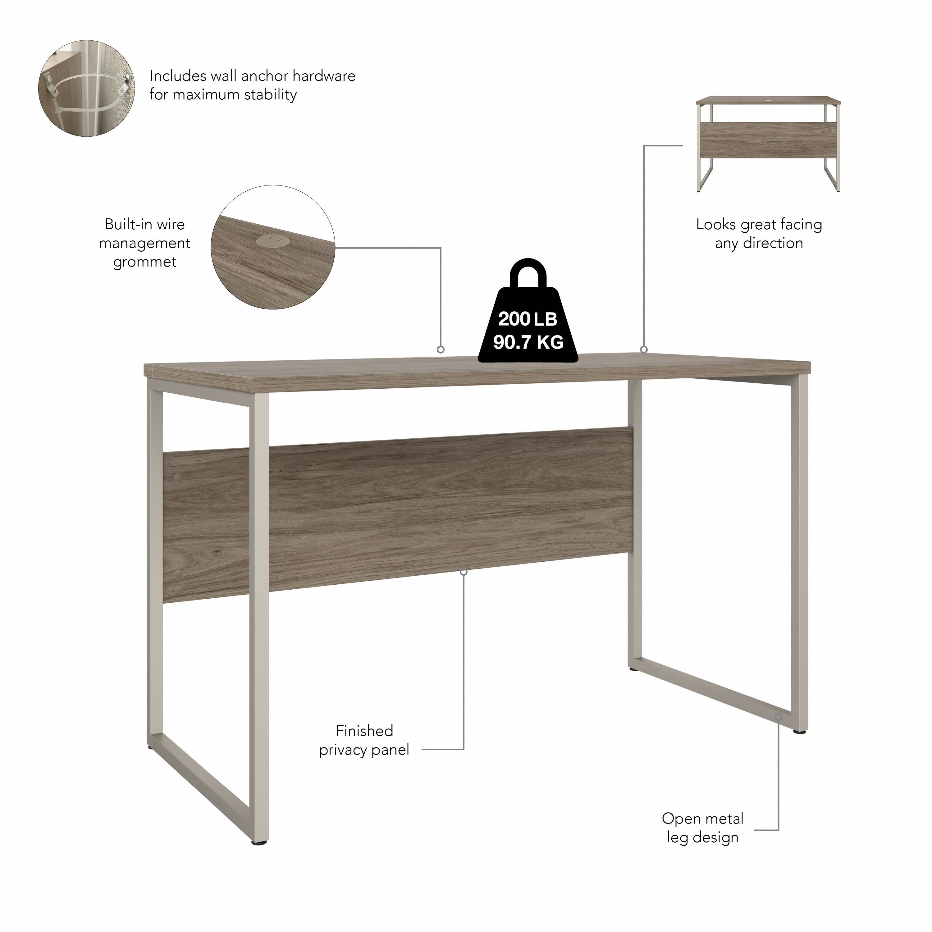 Bush Business Furniture Hybrid 48W x 24D Computer Table Desk with Metal Legs in Modern Hickory - 47.6" Width x 23.35" Depth x 29.91" Height