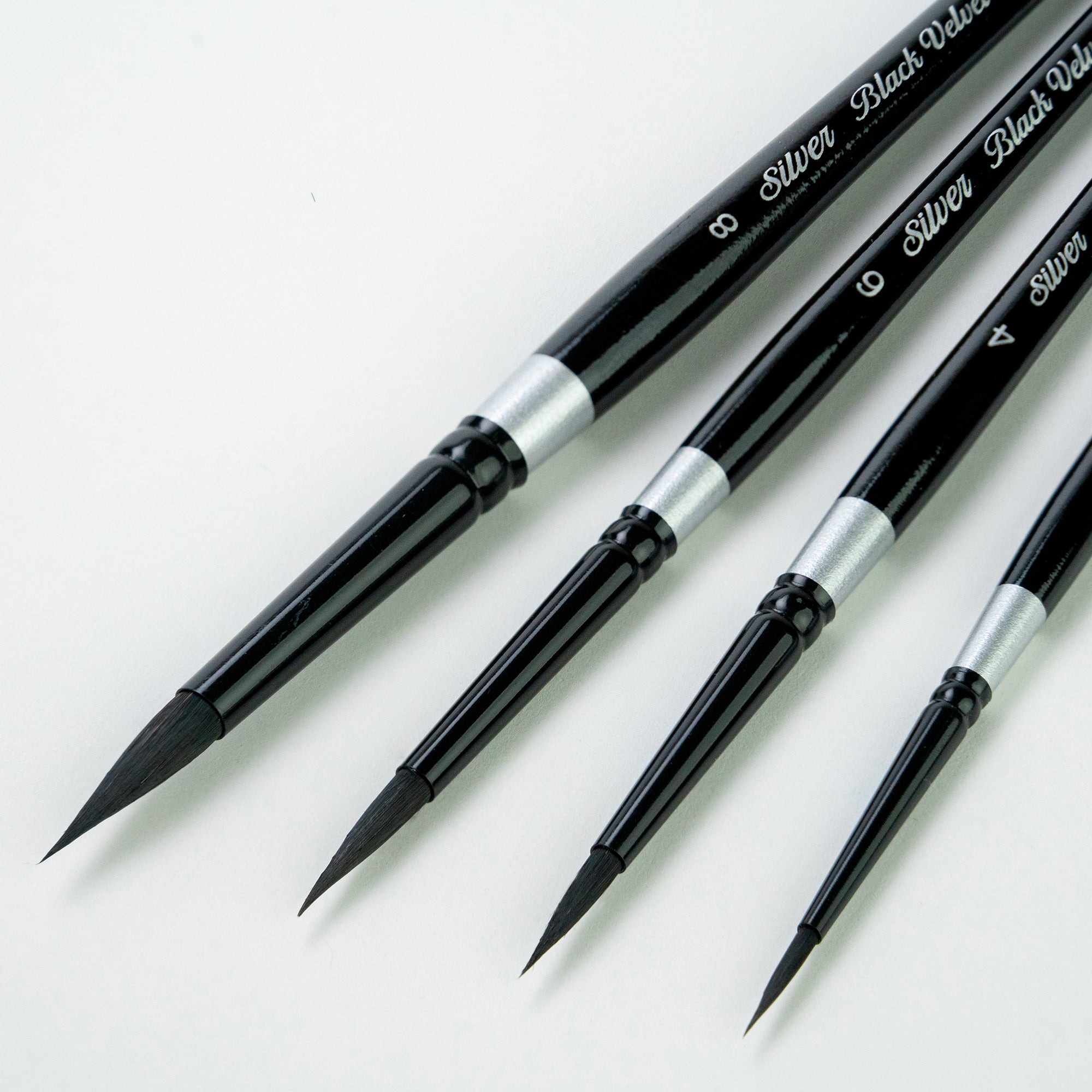 Black Velvet Medium Round Brushes, Set of 4