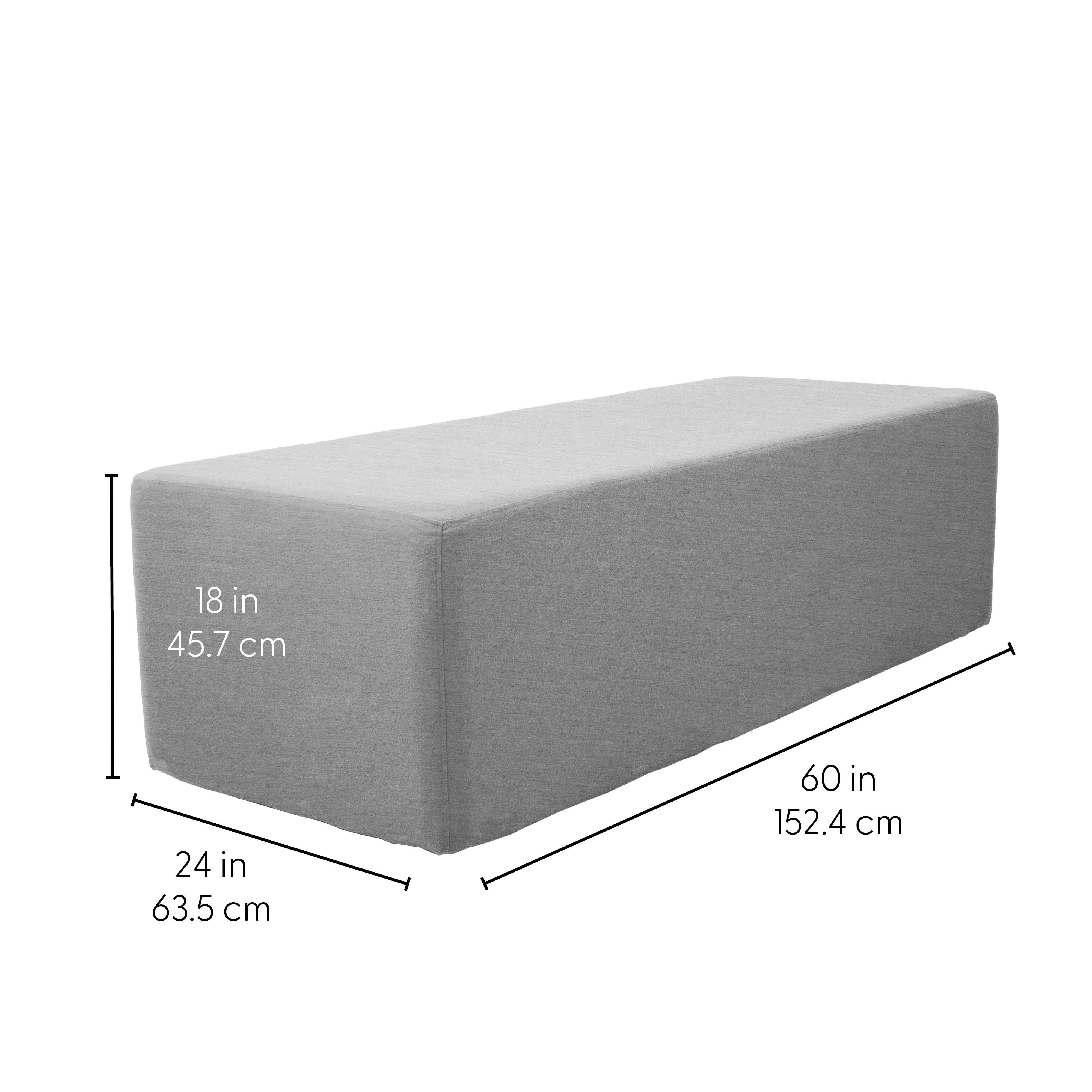 Outdoor 24" x 60" Rectangle Ottoman with Sunbrella®, 18" H - Canvas Granite