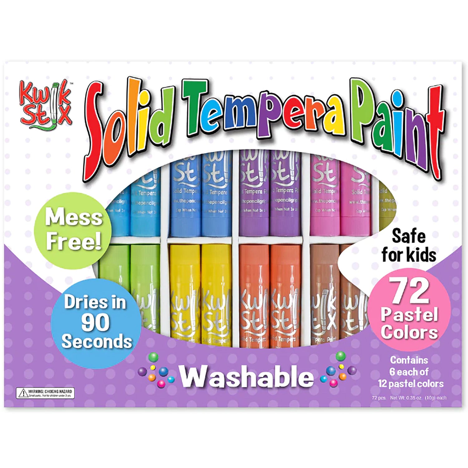 Tempera Paint Sticks Classpack, Pastel, 6 of Each Color, 72 Count